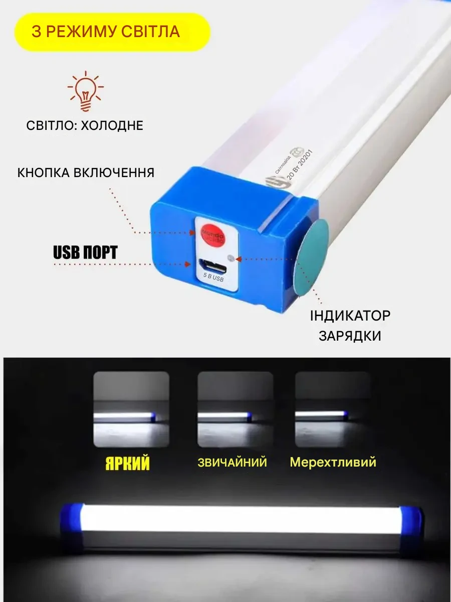 Три режими світіння LED світильника
